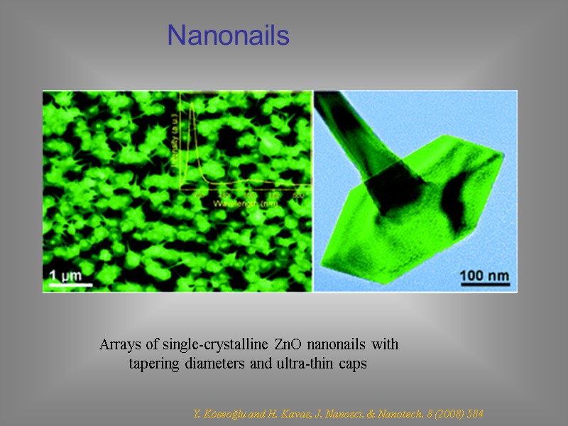 Y. Köseoğlu and H. Kavas, J. Nanosci. & Nanotech. 8 (2008) 584 Nanonails Arrays